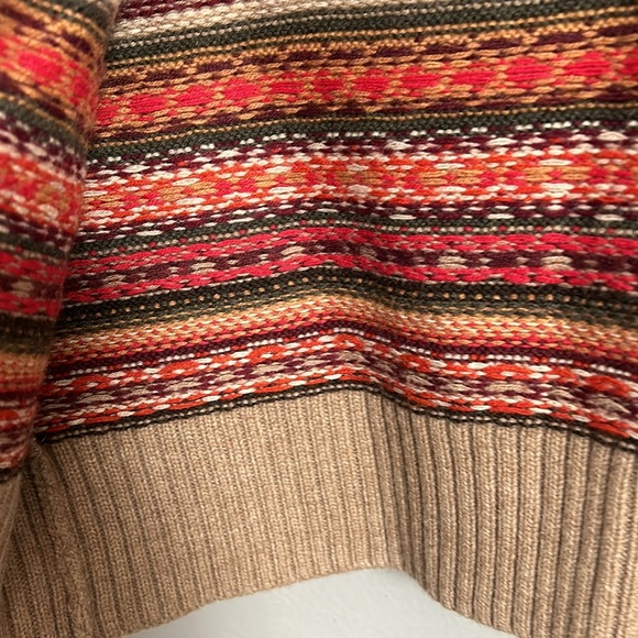 Talbots Nordic Fair Isle Wool Blend Fall Inspired Cardigan Sweater Size L - Picture 9 of 10